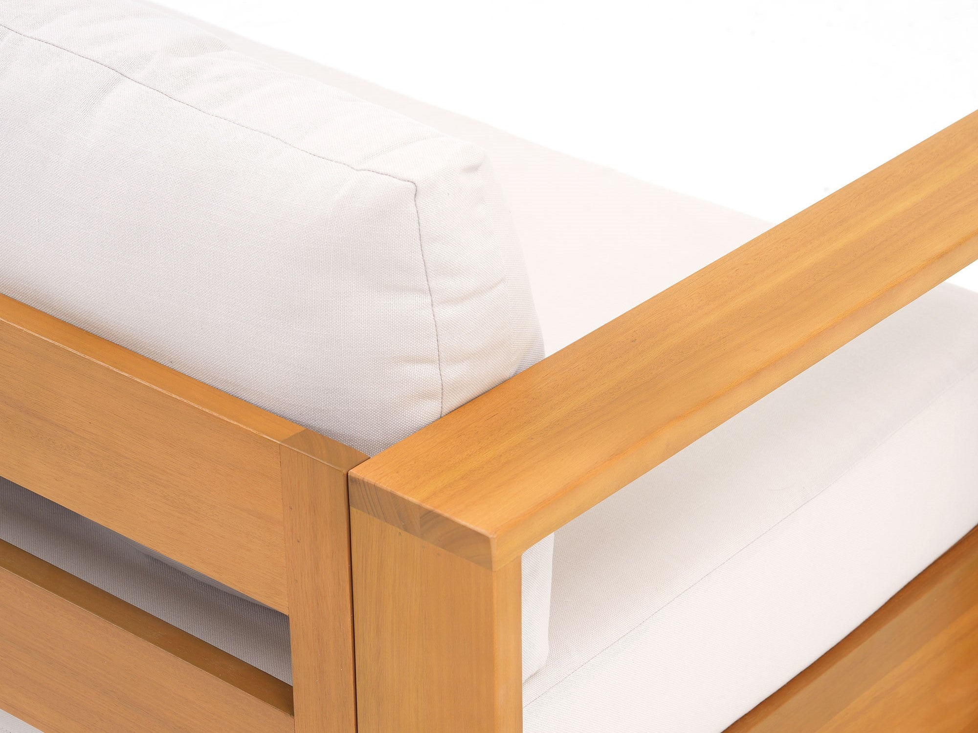 Foristern 4-Piece Eucalyptus Wooden Outdoor Sofa Set, arm detail - Sunsitt Modern Outdoor Furniture