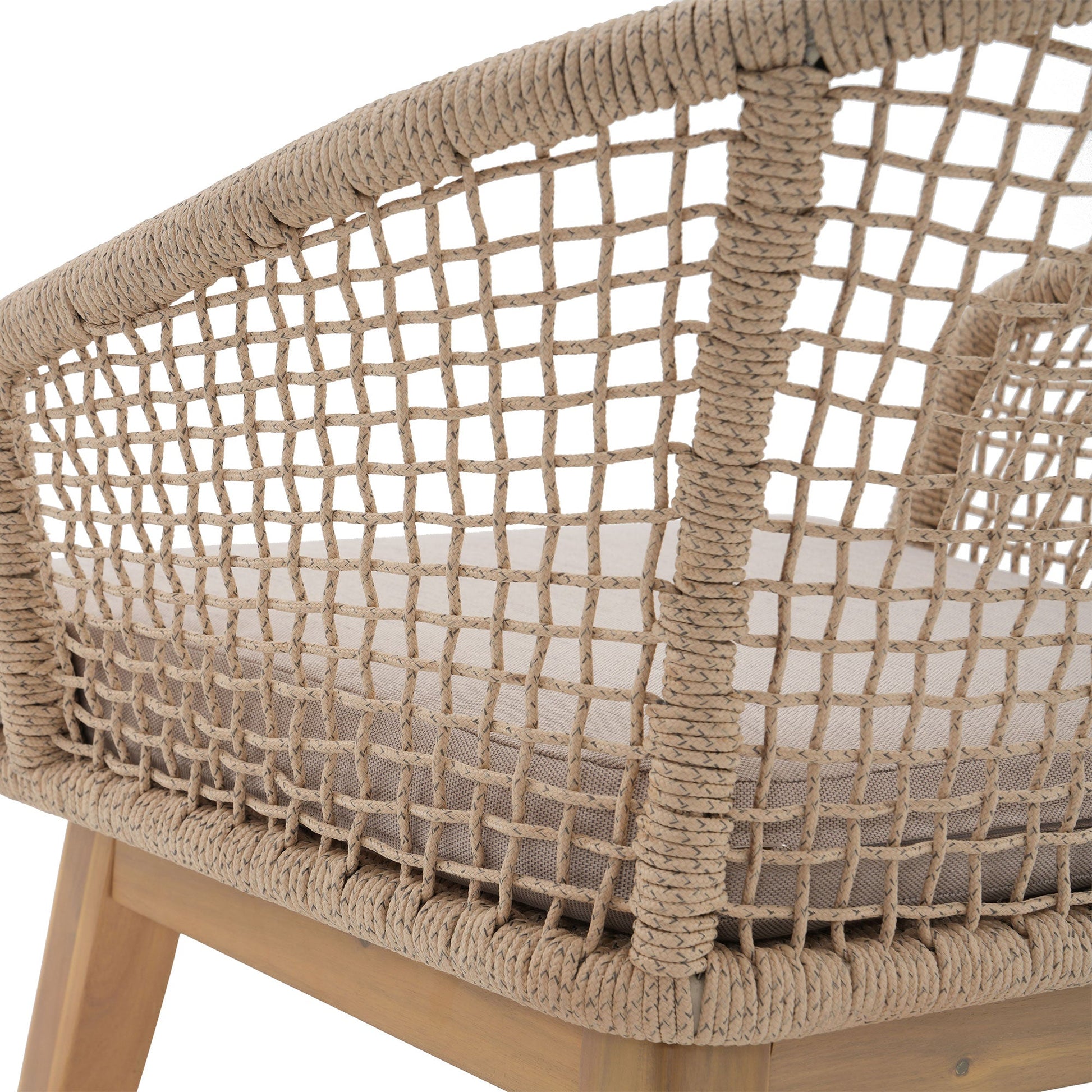 Rope dining chair back detail- Sunsitt Modern Premium Patio Outdoor Furniture#Color_Beige