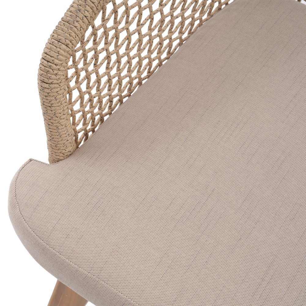 wooden dining chair cushion detail- Sunsitt Modern Premium Patio Outdoor Furniture#Color_Beige