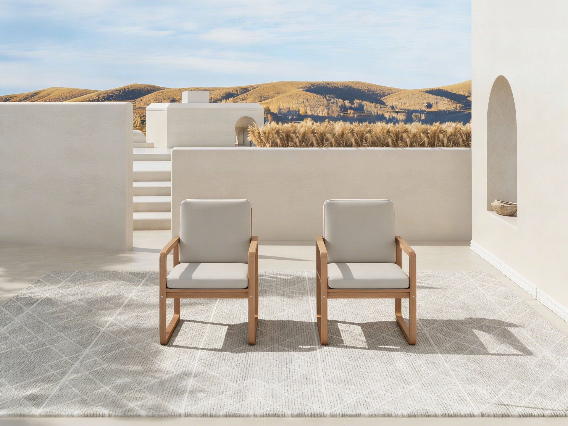 Amaya Wooden Dining Chair, Set of 2/4/6, Olefin Linen Cushions