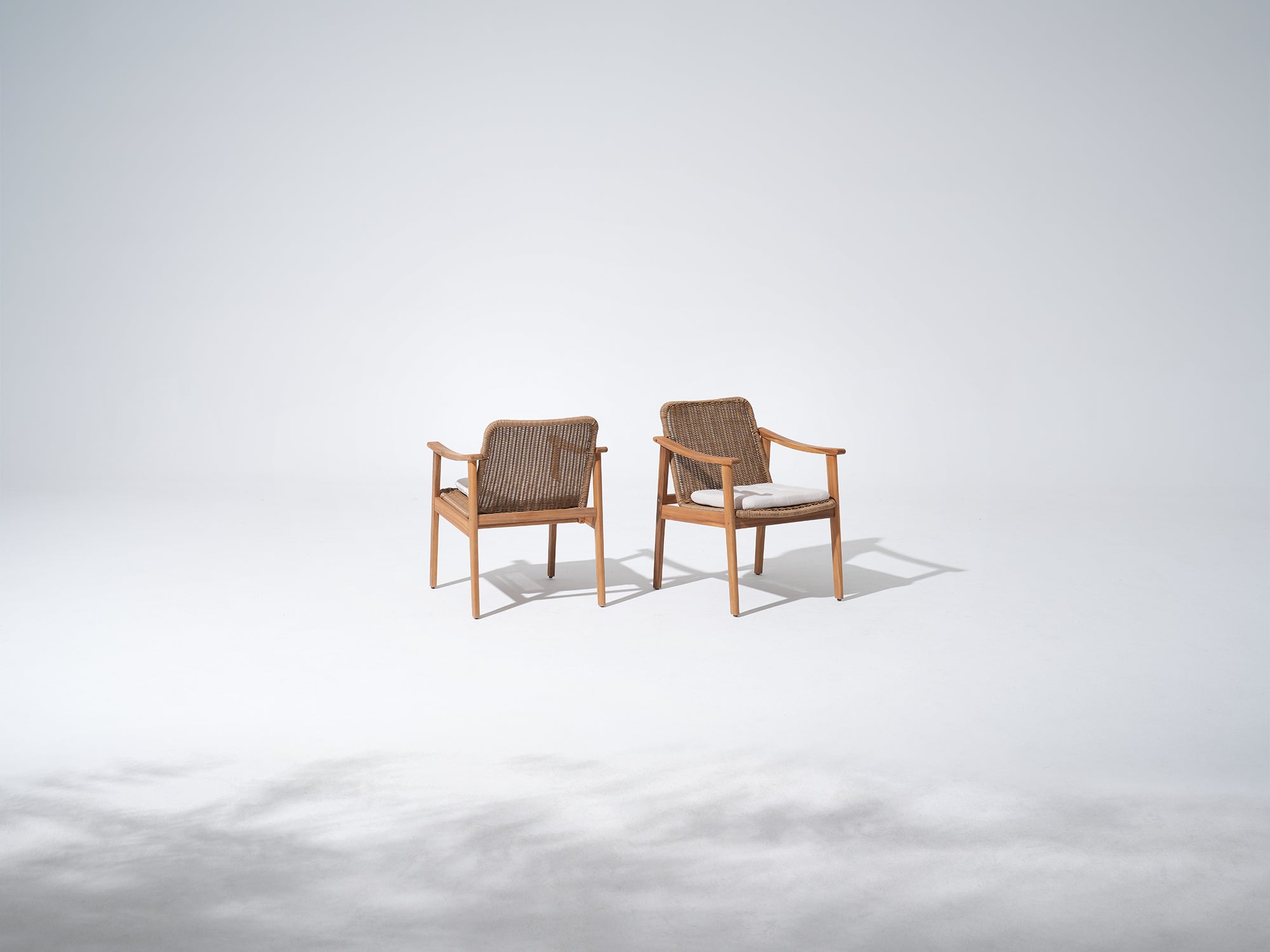 Nalia Wood Outdoor Dining Chairs, Handwoven Rattan Design.Set of 2/4