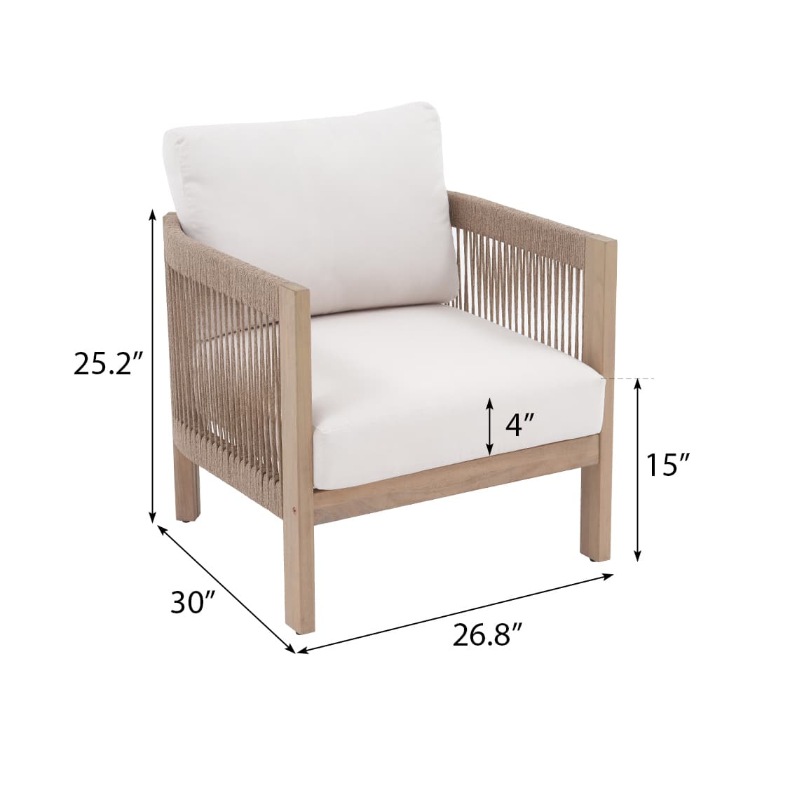 lounge Chair with cushions dimension