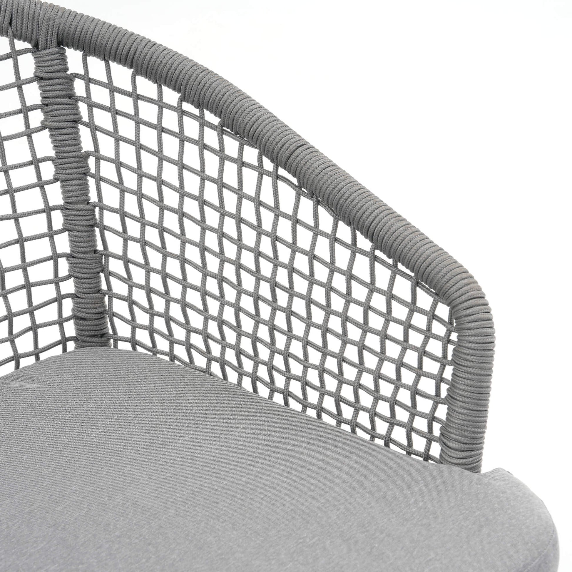 wooden outdoor dining chair rope detail- Sunsitt Modern Premium Patio Outdoor Furniture#Color_Grey
