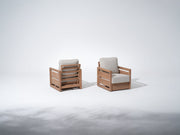 Noto Swivel Wooden Lounge Chairs, Set of 2