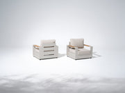 Addison Aluminum Outdoor Lounge Chair, Linen Olefin Cushion, Set of 2