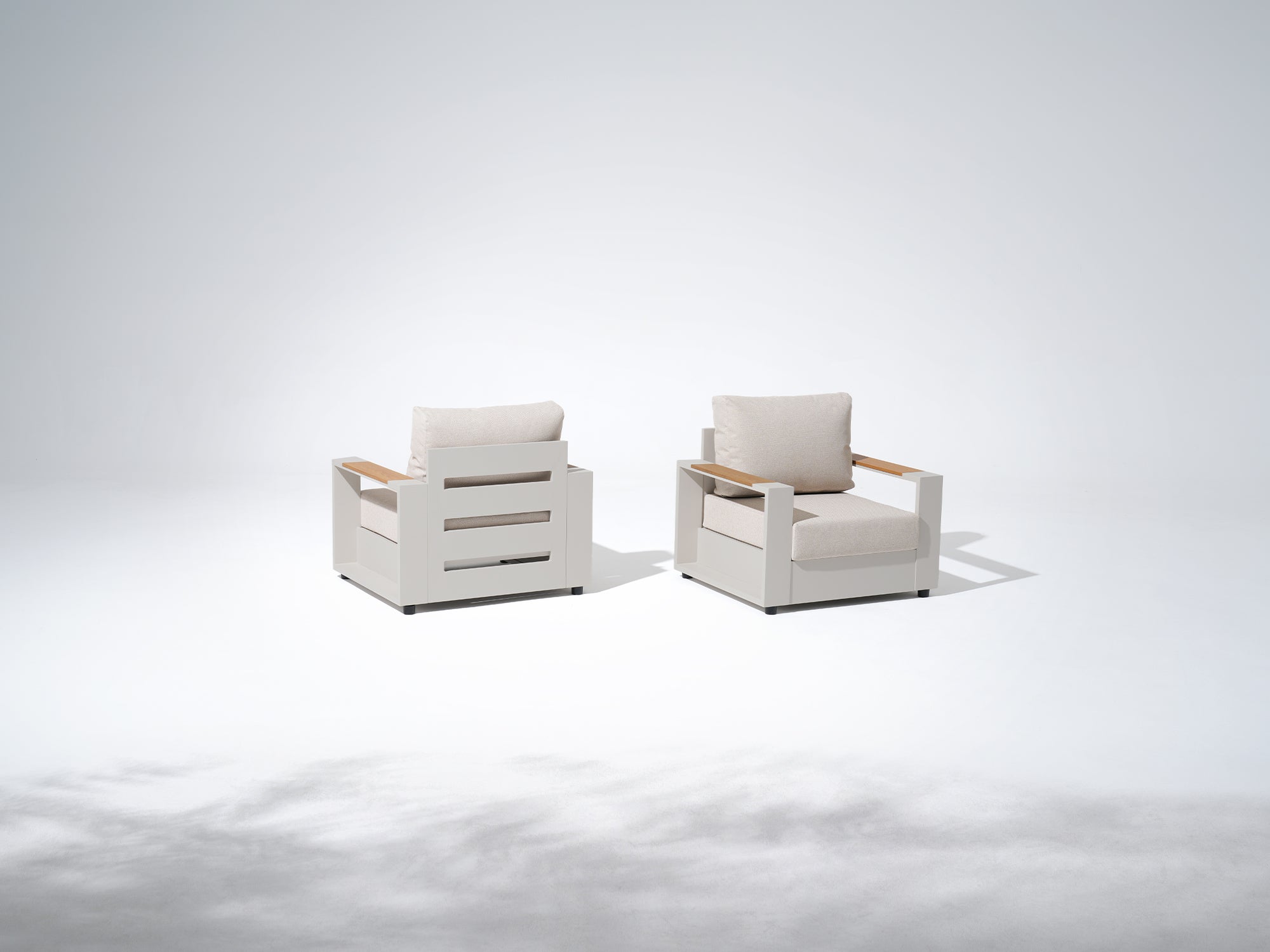 Addison Aluminum Outdoor Lounge Chair, Linen Olefin Cushion, Set of 2