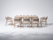 Lira Compact Wooden Outdoor Dining Set with Umbrella Hole for 8 People, 83"