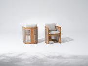 Mori Wooden Patio Dining Chairs With Rope Design, Set of 2