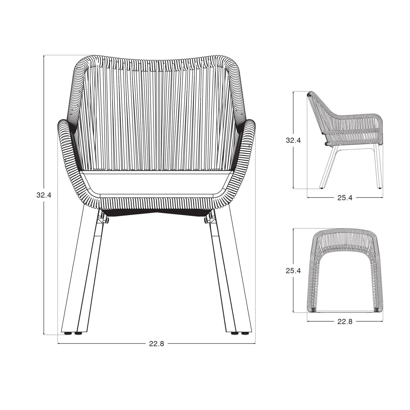  Natural Collection-Coronado Dining Arm Chairs,Dimension information, Length, height, width data information- Sunsitt Signature