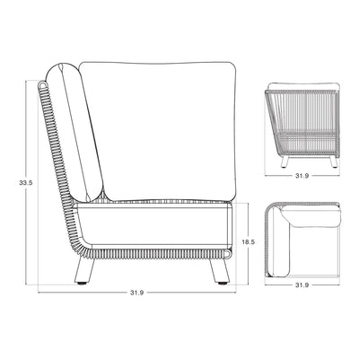 Natural - corner chair, a part of Sectional Set, Dimension information - Sunsitt Signature