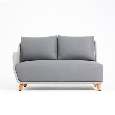 Natural - Sequoia Left Arm Sofa,teak leg, aluminum frame, grey cushions，white background-Sunsitt Signature