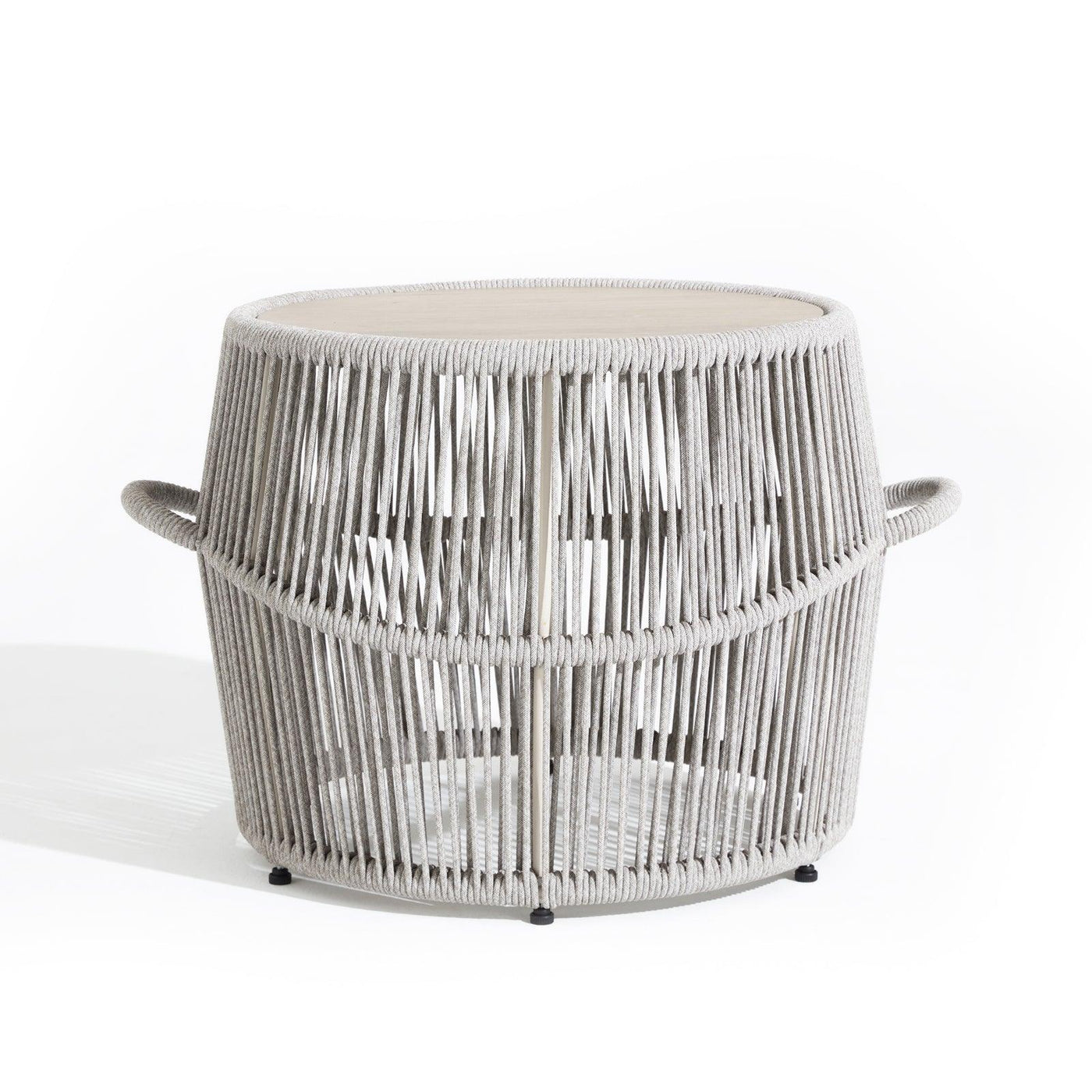 Natural - Round Coffee Table, rope design, ceramic glass tabletop, grey finish- Sunsitt Signature