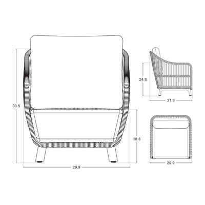Natural - Lounge chair, Dimension information, Length, height, width data information- Sunsitt Signature