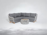 Plena L-Shaped Outdoor Sectional Set - Teak Wood & Handwoven Rope, Gray
