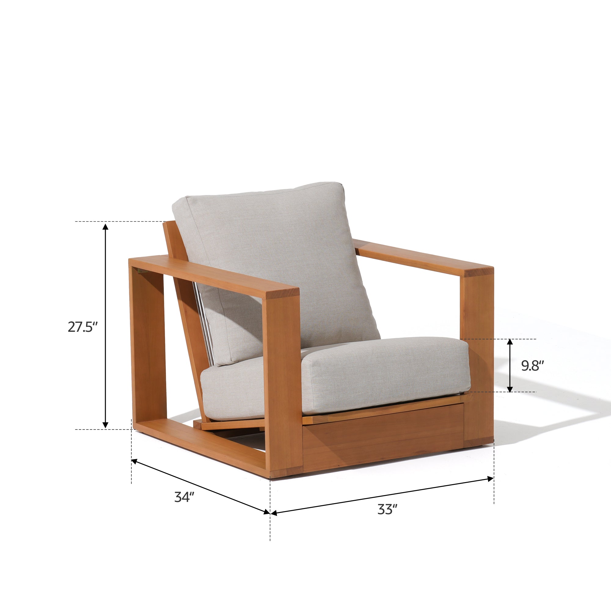 Drift 5 Seats Eucalyptus Wooden Outdoor Sofa Set with Fire Pit, Angled seat, Rope Backrest