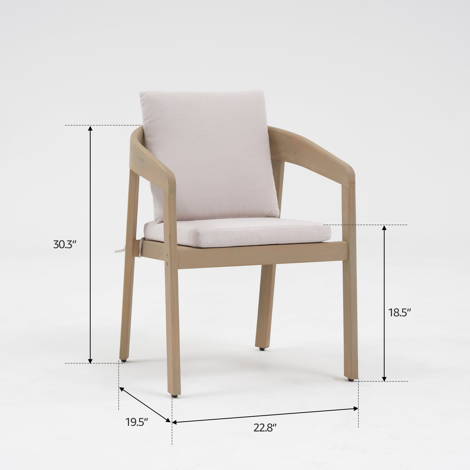 Drift Wooden Dining Set with Umbrella Hole, White Cushions for 8 People, 90.6''