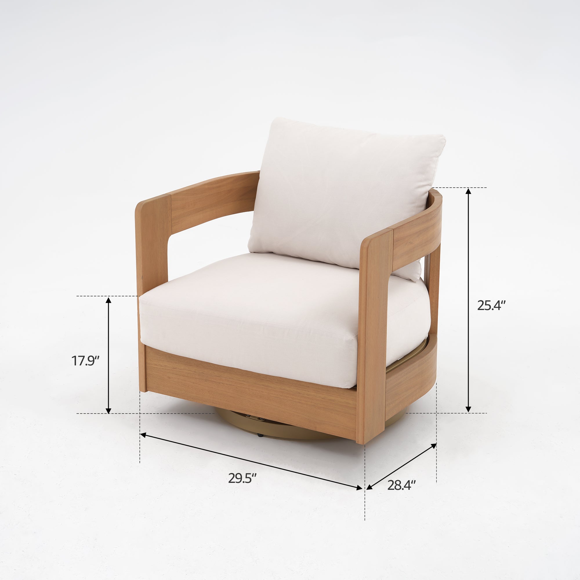 Sova Swivel Wooden Lounge Chairs, Set of 2