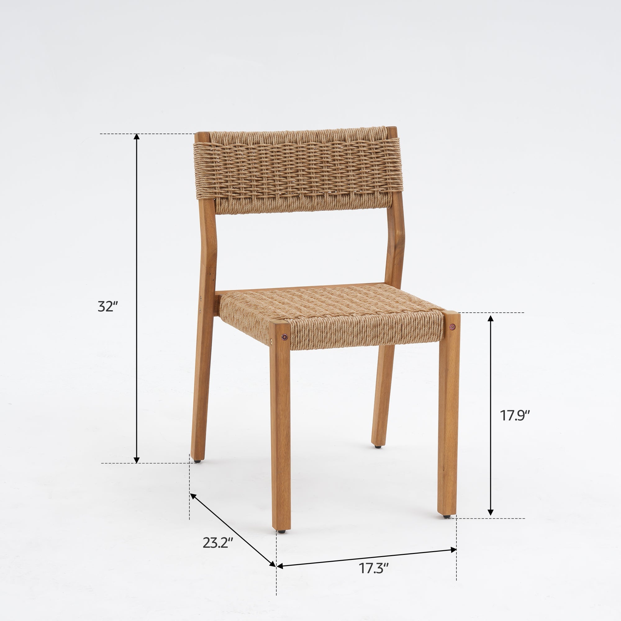 Nalia Teak-Tone Wooden Armless Chair, Hand Woven, Set of 2/4/6