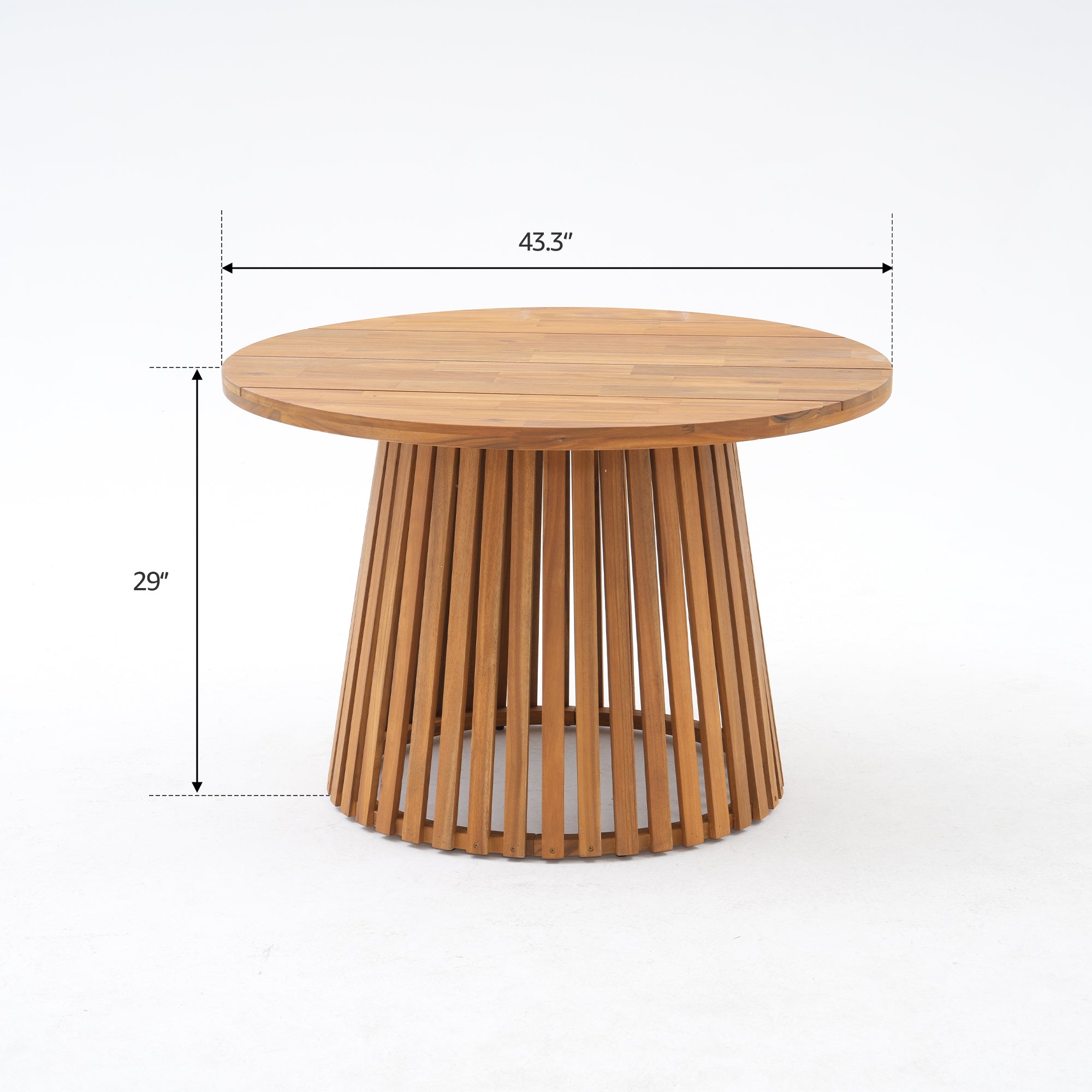 Mori Outdoor Wood & Rope Dining Set with Round Table for 4-6 People, 43.3"