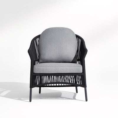 Wonder - lounge chair, black rope design, grey & Soft cushion,aluminum frame, sturdy aluminum frame,delicated rope design-Sunsitt Signature