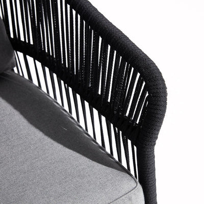 Wonder - lounge chair, black rope design, grey & Soft cushion,aluminum frame, smooth armrest,delicated rope design-Sunsitt Signature
