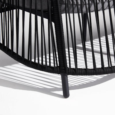 Wonder - lounge chair, black rope design, grey & Soft cushion,aluminum frame, smooth armrest,delicated rope design, rope detail-Sunsitt Signature