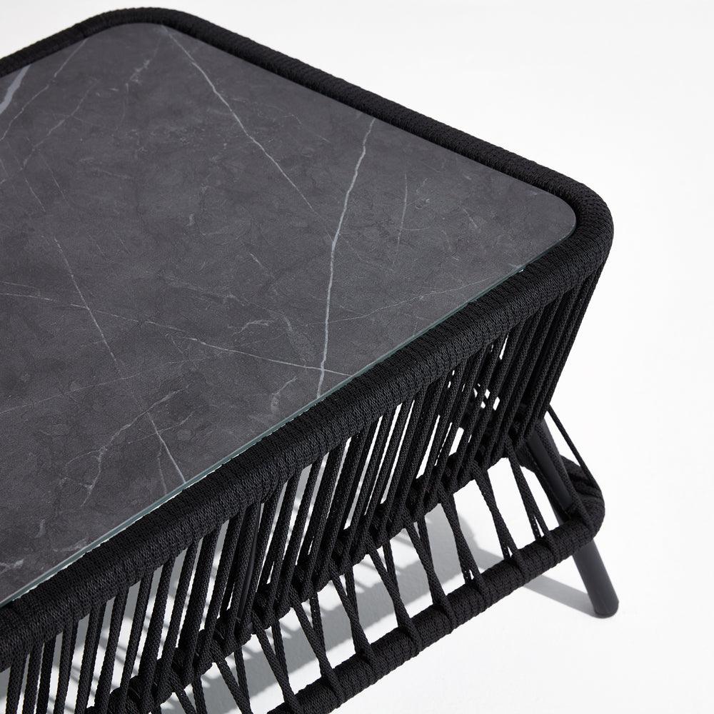 Wonder - Coffee table, rope design, grey finish, aluminum frame,sintered stone tabletop-Sunsitt Signature